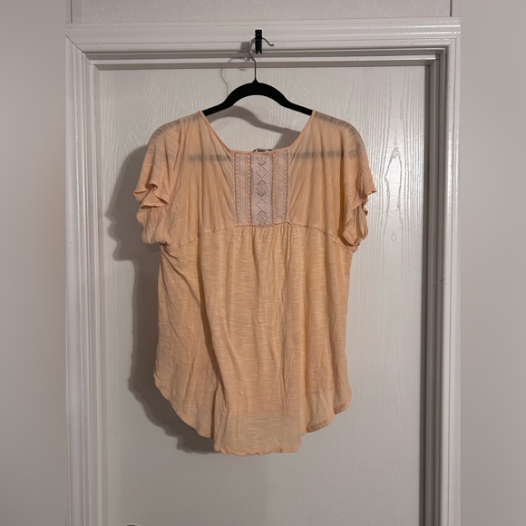 American Eagle boho short sleeve blouse peachy Med - Picture 5 of 5